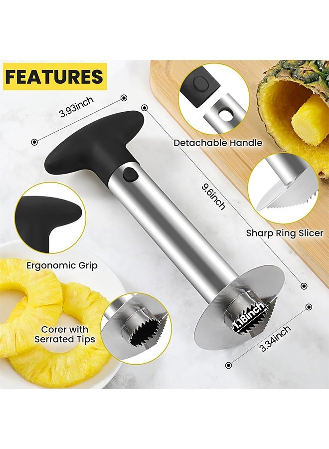 كوانتوم ملقم الأناناس، ومزيل قلب الفاكهة الحاد المقاوم للصدأ، ومزيل قلب الأناناس المصنوع من الفولاذ المقاوم للصدأ، وأداة المطبخ المزودة بشفرة حادة لحلق الفاكهة المقمص (أسود) - Image 2