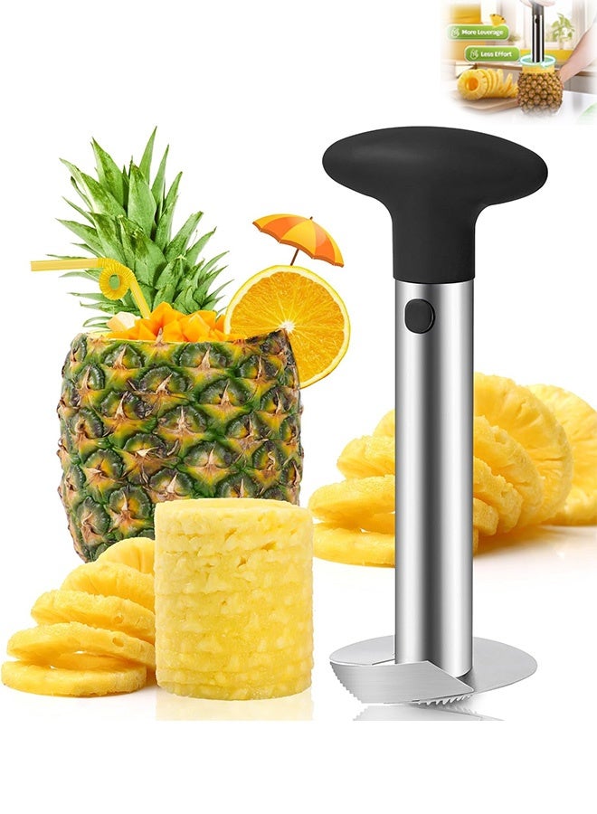 كوانتوم ملقم الأناناس، ومزيل قلب الفاكهة الحاد المقاوم للصدأ، ومزيل قلب الأناناس المصنوع من الفولاذ المقاوم للصدأ، وأداة المطبخ المزودة بشفرة حادة لحلق الفاكهة المقمص (أسود) - Image 1