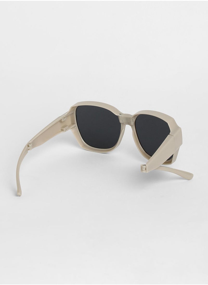 Foldable Oversized Sunglasses - Grey