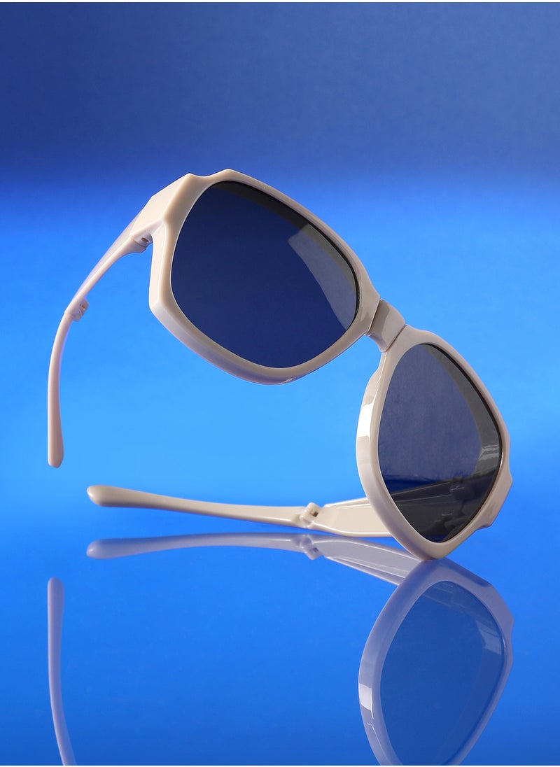 Haute Sauce Haute Sauce Unisex Foldable Oversized Sunglasses For Casual Wear | One-Size | Grey Polycarbonate Frame | Black Polarized Lens | Full Rim | Eyewear For Woman & Girls  - Image 1