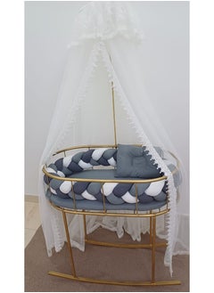Star Kids Newborn Baby Bed with Braided Sides and Mosquito Net - Comfort and Safety with a Touch of Style 