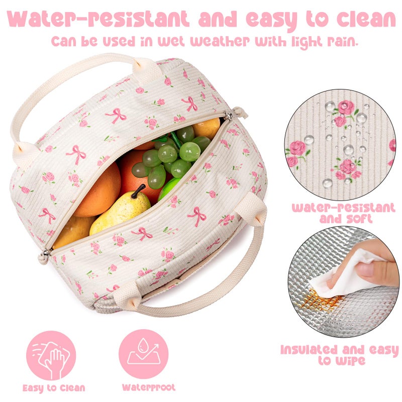 Bluboon Lunch Bag for Women Men Cute Corduroy Lunch Tote Bags Reusable Insulated Lunch Box Large Capacity Reusable Insulated Cooler for Work Picnic or Travel - Image 2