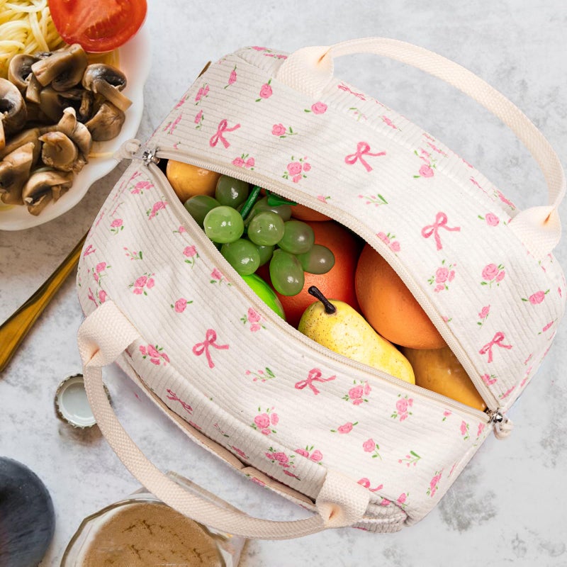Bluboon Lunch Bag for Women Men Cute Corduroy Lunch Tote Bags Reusable Insulated Lunch Box Large Capacity Reusable Insulated Cooler for Work Picnic or Travel - Image 4