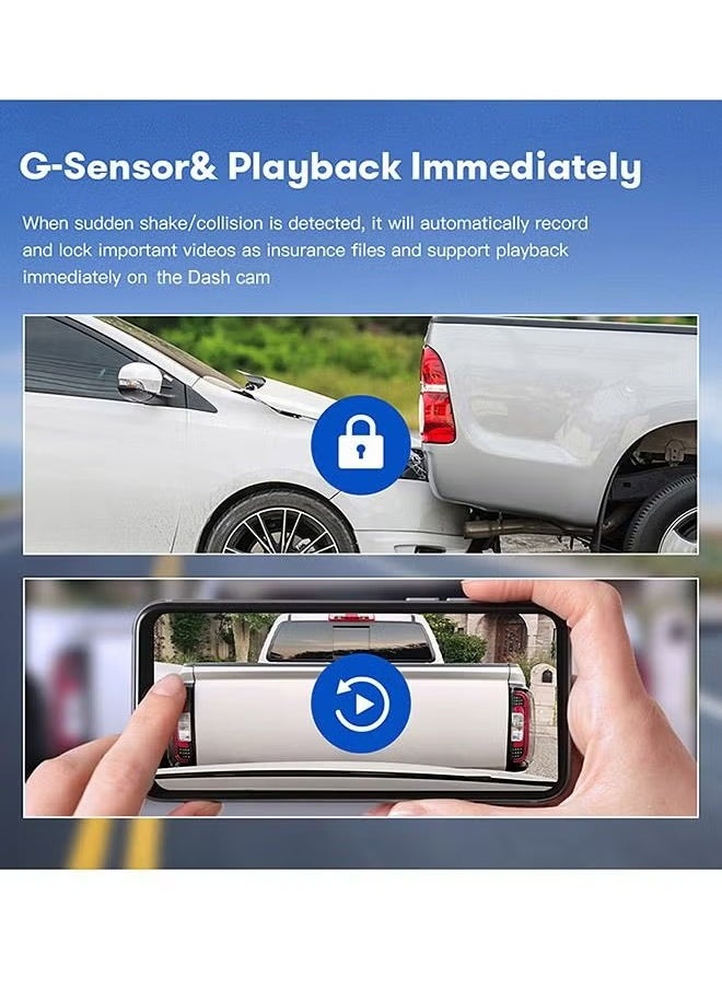 AZDOME Dash Camera, 4k Dash Cam Front And Rear, Built In 5G WIFI GPS Dual Dashcams, Voice Control Car Camera With Night Vision, Car Drive Recorder With G Sensor, Parking Monitor  - Image 3