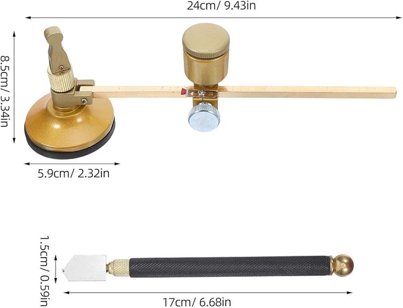 أداة قطع الزجاج المحمولة مع مسطرة البوصلة وقلم النقش لقطع الدوائر بدقة - Image 3