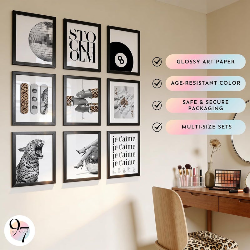 97 Decor 9 Pcs Trendy Leopard Wall Art - Cheetah Pictures Wall Decor For Bedroom, Stockholm Posters For Room Aesthetic, Funky Art Prints For College Girls Dorm Decorations (8x10 Unframed) - Image 5