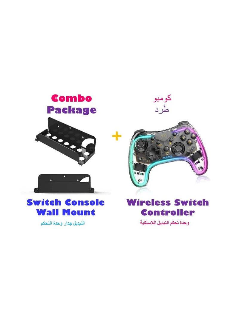 Combo Pack of Wireless Switch Controller and Switch Console Wall Mount for Nintendo Switch Pro and OLED - Image 1