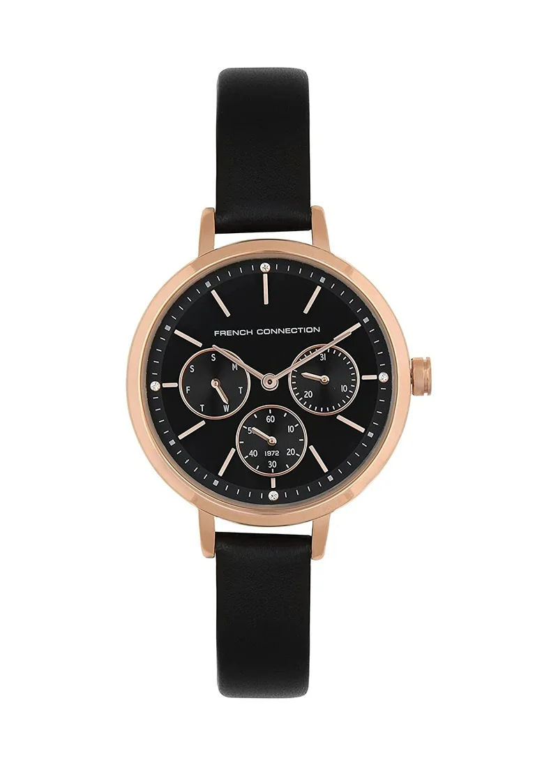French Connection Women's Analog Watch With Black Dial -35 mm
