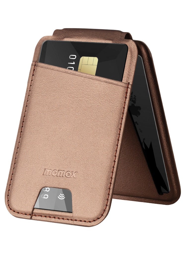 Momax - 1-Wallet Magnetic Card Holder [3 card Slots] Snap and Go Compatible with MagSafe - Desert Titanium - Image 1