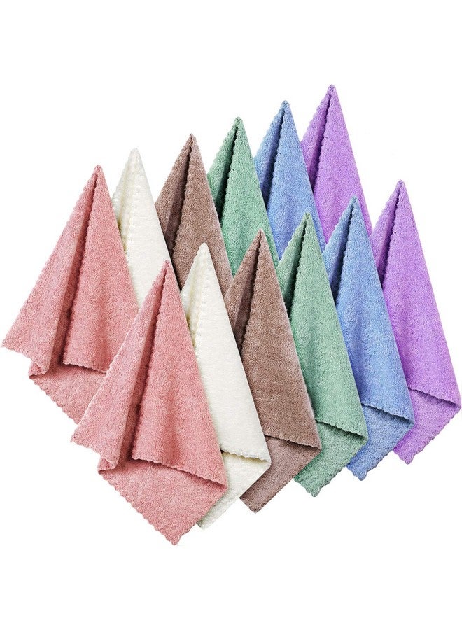 Syhood 12 Pieces Face Wash Cloth 12 X 12 In Makeup Remover Cloths Coral Velvet Facial Microfiber Washcloths Soft Fast Drying Facial Cleansing Towel For Face(Beige Blue Purple Brown Green Pink)  - Image 1
