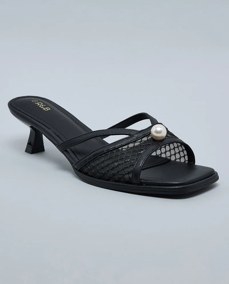 R&B Pearl Embellished Heeled Sandals