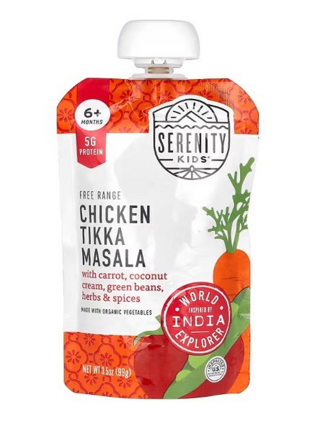 SERENITY KIDS Chicken Tikka Masala with Carrot Coconut Cream Green Beans Herbs and Spices 6 Months 3.5 oz 99 g - Image 1