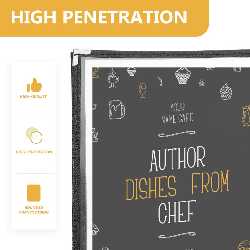 2 Pcs Transparent PVC Menu Covers Binder with Rounded Corners Kitchen Display Holders - Image 3