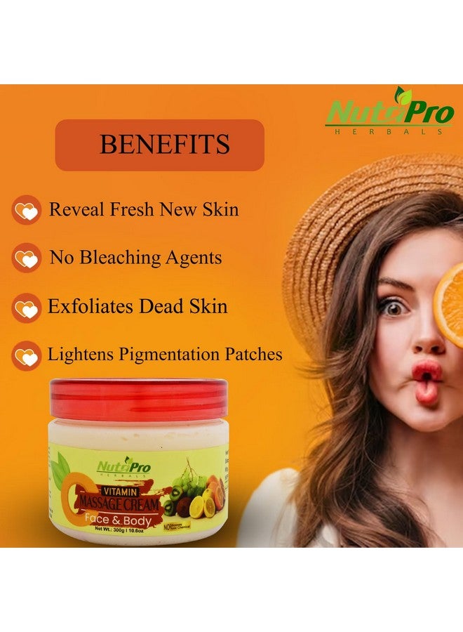 NutriPro Vitamin C Face Massage Cream 300gm, Brighten, Hydrate, and Nourish, Infused with Powerful Antioxidants, Suitable for All Skin Types - Image 2