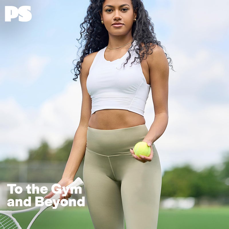 POPSUGAR Long Line Sports Bra Women, Workout Crop Tops for Women Longline Criss Cross Gym Yoga Tops with Built in Bra for Running Pilates White Light, Small - Image 3