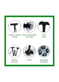 AKM Cane, Folding Walking Cane With Alarm And LED Light Adjustable Height Walking Stick For Men And Women Aluminum Alloy Balancing Mobility Aid, Collapsible Cane  - Image 2