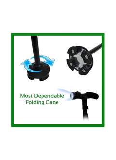 AKM Cane, Folding Walking Cane With Alarm And LED Light Adjustable Height Walking Stick For Men And Women Aluminum Alloy Balancing Mobility Aid, Collapsible Cane  - Image 3