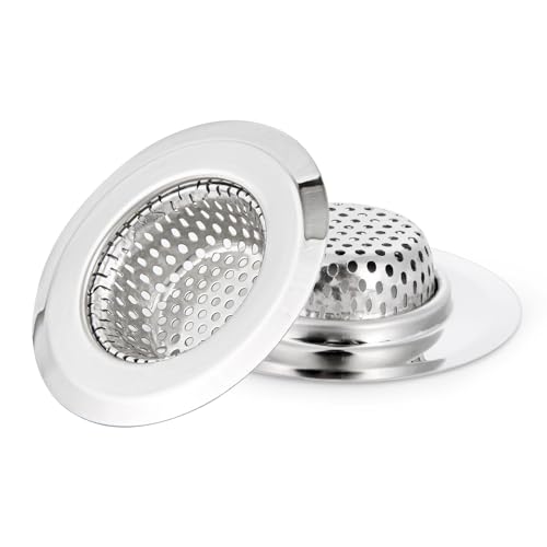 CORNERJOY 2PCS Bathtub Drain Strainer Cover - 2.84 inch Stainless Steel Shower Drain Hair Catcher - Image 1