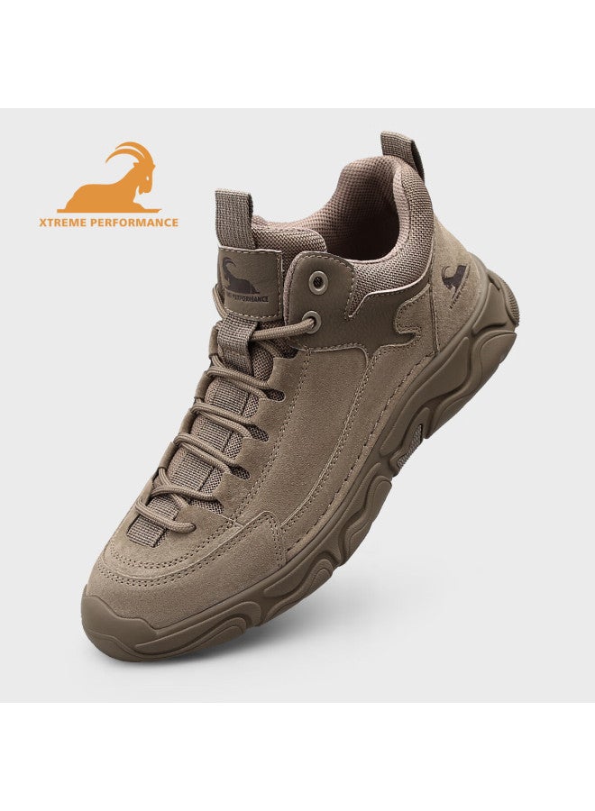 Beck Ram Men's Lightweight Luxury Genuine Leather Sports Casual Shoes Autumn Winter Warm Retro Mid-top Walking Shoes Durable Hiking Shoes - Image 4