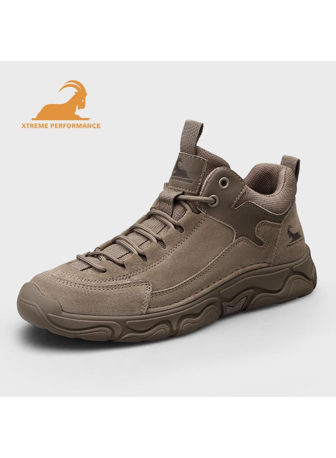 Beck Ram Men's Lightweight Luxury Genuine Leather Sports Casual Shoes Autumn Winter Warm Retro Mid-top Walking Shoes Durable Hiking Shoes - Image 3