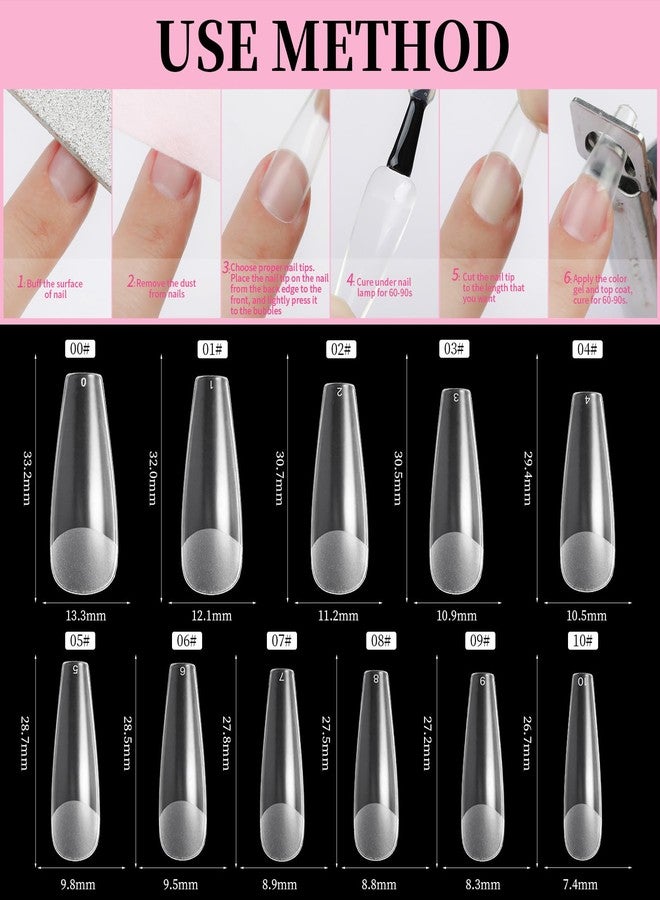 Cycullinyt 550pcs Coffin Soft Gel Nail Tips, 11 Sizes Medium Coffin Half Matte Nails Full Cover Acrylic Press on False Nail Tips for Beginners and Professional Home Salon DIY - Image 5