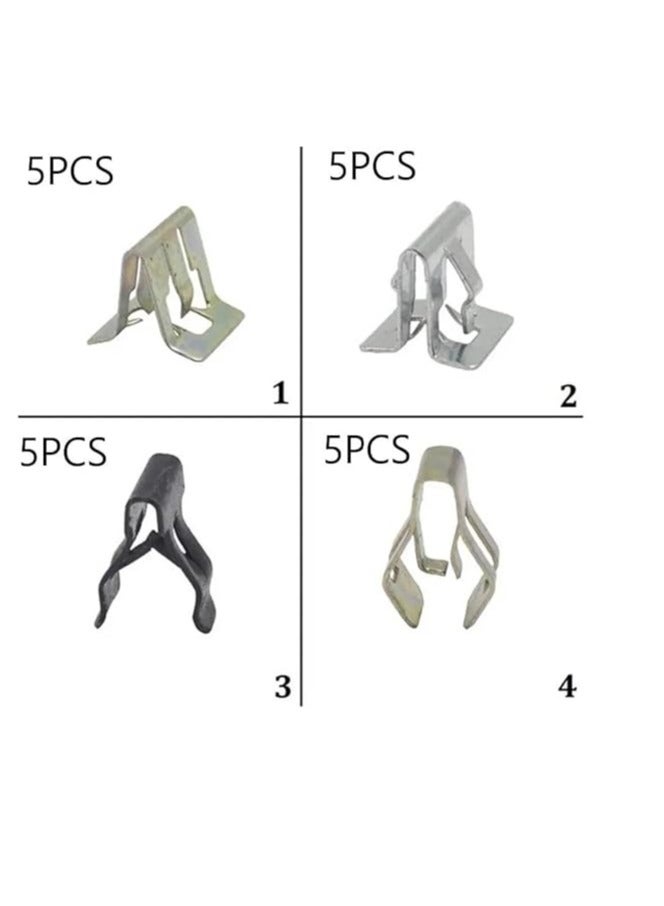 MySouq-Store 20Pcs Metal Retainer Clip Universal Car Front Console Dash Dashboard Trim Fastener Clips Rivet Buckle 4 Sizes Car Accessories - Image 3
