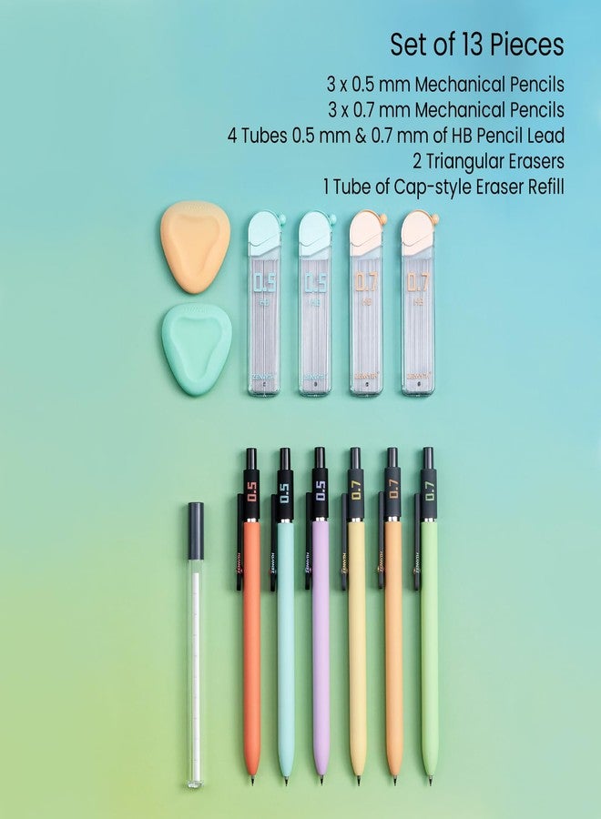 Ddaowanx Mechanical Pencil Set, 6PCS Art Mechanical Pencils 0.5 & 0.7mm with 4 Boxes HB Leads, 2PCS Erasers and 10PCS Eraser Refills, Gifts for Teen Girls, School Supplies (6PCS 0.5 + 0.7 mm) - Image 4
