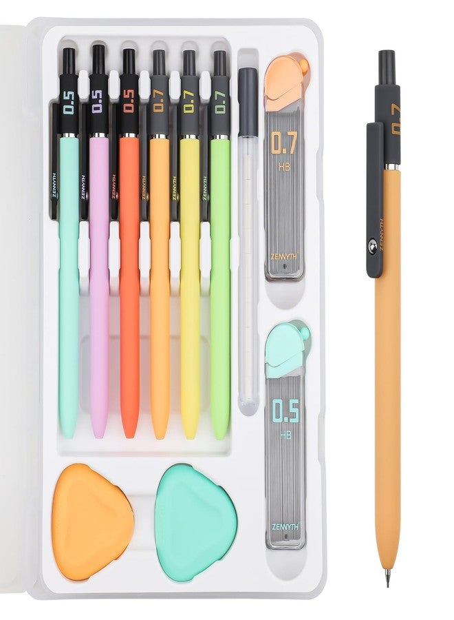 Ddaowanx Mechanical Pencil Set, 6PCS Art Mechanical Pencils 0.5 & 0.7mm with 4 Boxes HB Leads, 2PCS Erasers and 10PCS Eraser Refills, Gifts for Teen Girls, School Supplies (6PCS 0.5 + 0.7 mm) - Image 1