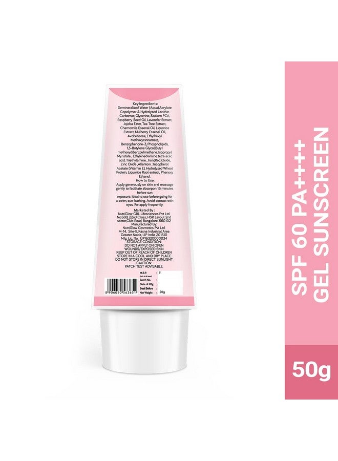 NUTRIGLOW جل واقي الشمس نوتري جلو المتقدم العضوي مع حمض الهيالورونيك للحماية والترطيب مع SPF60، PA++++، حماية من الشمس، بدون أثر أبيض (50 جرام) - Image 2