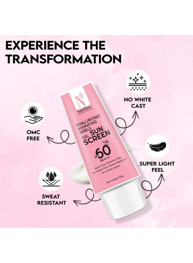 NUTRIGLOW جل واقي الشمس نوتري جلو المتقدم العضوي مع حمض الهيالورونيك للحماية والترطيب مع SPF60، PA++++، حماية من الشمس، بدون أثر أبيض (50 جرام) - Image 5