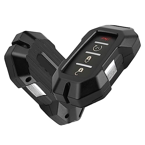 Jimen for Ram Key Fob Cover, Key Fob Case Compatible with Dodge Ram 1500 2500 3500 2018-2023, 4 Buttons Keyless Entry Smart Car Key Shell Cover Protector, Aluminum Alloy (Black) - Image 1