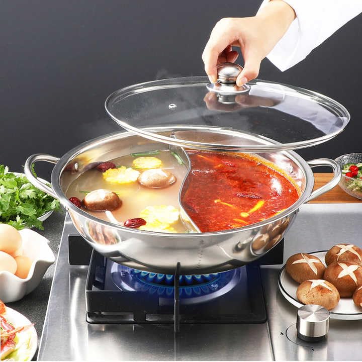 VBM VBM Premium Stainless Steel Hot Pot Durable NonStick Perfect for Hot Pot and Fondue HeavyDuty Stainless Steel Hot Pot Ideal for Family Meals and Hot Pot Dinners  - Image 1
