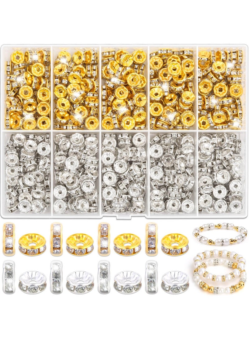 600 Pcs Sparkling Rondelle Spacer Beads Set for DIY Jewelry, Perfect for Bracelets, Pens and Craft Projects - Image 1