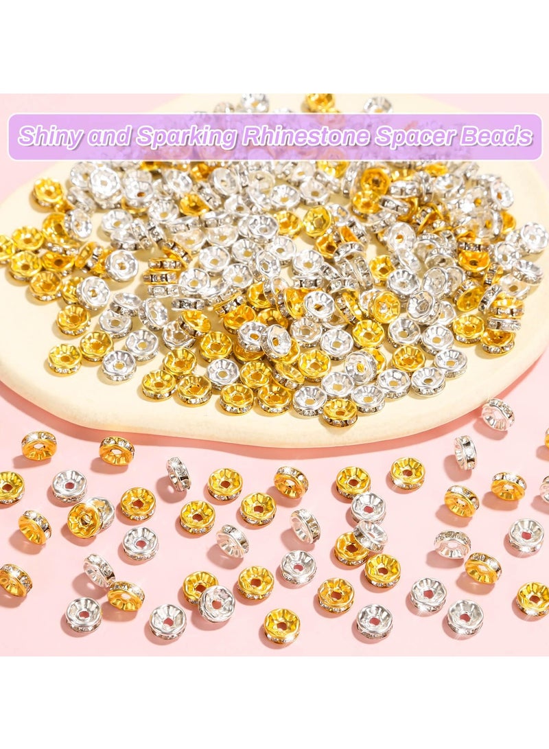 600 Pcs Sparkling Rondelle Spacer Beads Set for DIY Jewelry, Perfect for Bracelets, Pens and Craft Projects - Image 2