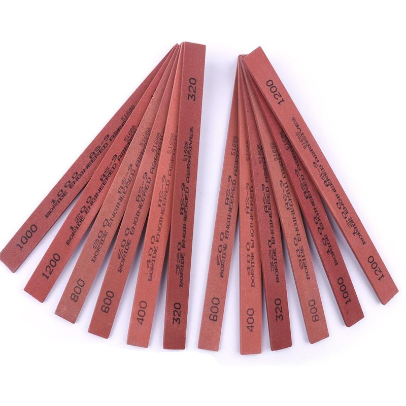 CBRIGHT Sharpening Stone Set 12pcs Knife Whetstones Set White Corundum Sharpener Honing Stone  Polishing Oil Stone Set Grits 320 400 600 800 1000 120059x047x012Inch