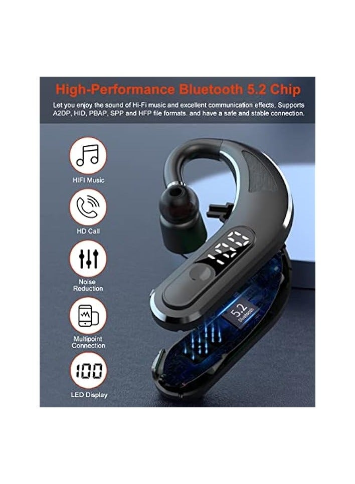 PROMASS Wireless Headset, Single Ear Bluetooth 5.2 Headset with Noise Canceling Mic Hands-Free Cell Phones Earpiece Waterproof Bluetooth Headphones for iPhone/Android Business, Office, Running, Driving - Image 3