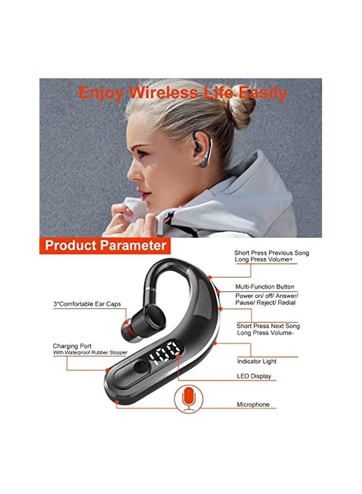 PROMASS Wireless Headset, Single Ear Bluetooth 5.2 Headset with Noise Canceling Mic Hands-Free Cell Phones Earpiece Waterproof Bluetooth Headphones for iPhone/Android Business, Office, Running, Driving - Image 4