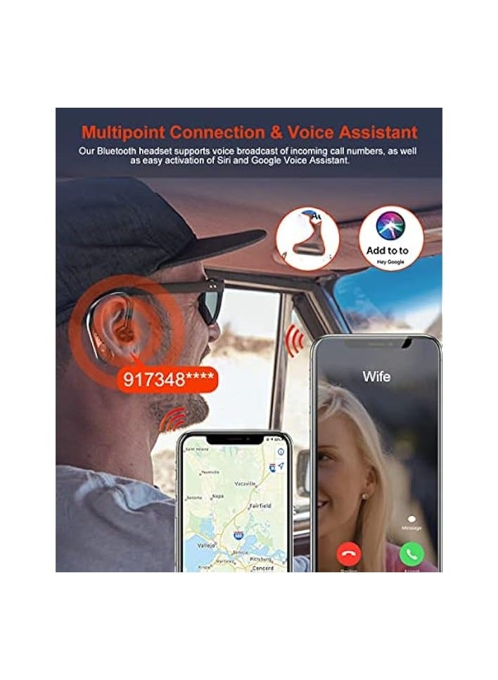 PROMASS Wireless Headset, Single Ear Bluetooth 5.2 Headset with Noise Canceling Mic Hands-Free Cell Phones Earpiece Waterproof Bluetooth Headphones for iPhone/Android Business, Office, Running, Driving - Image 5