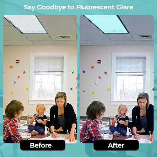 Everyday Educate Fluorescent Light Covers for Ceiling Lights, Light Covers Fluorescent Filter Magnetic for Office, Hospitals, Home - 48" by 24" (4 Pack, Sky Blue) - Image 3