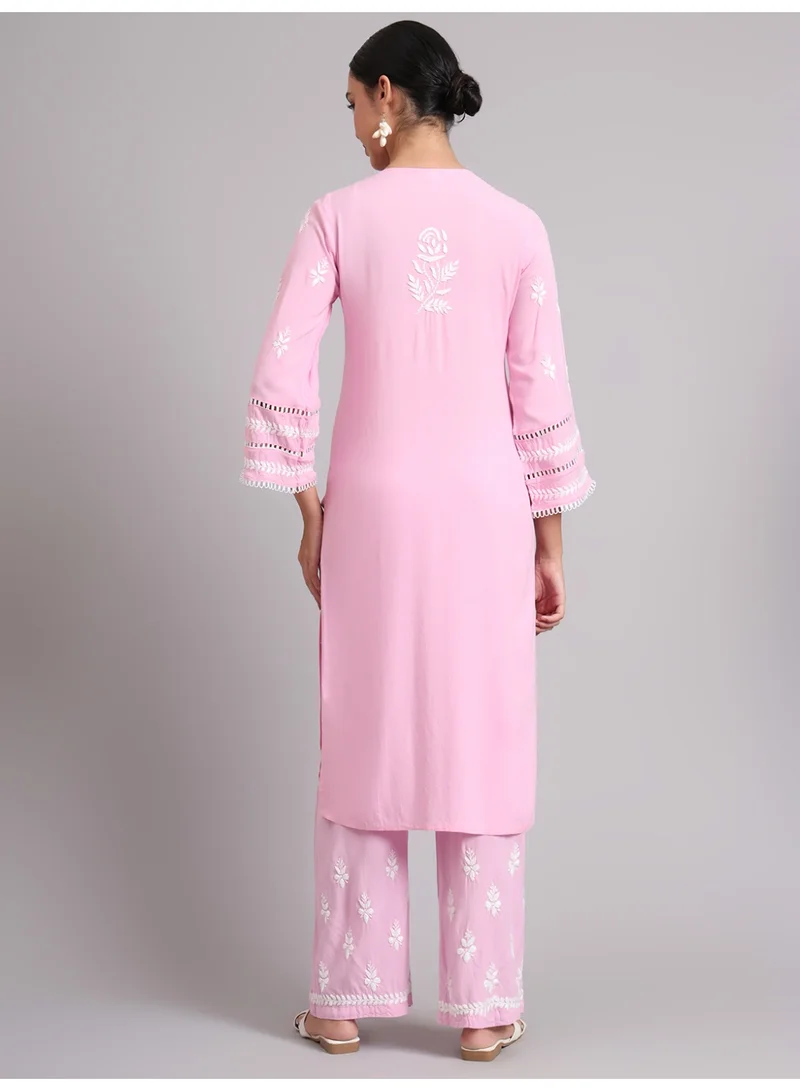 Alaya Women Hand Embroidered Lucknowi Chikankari Rayon Kurta Set-AL4078KS