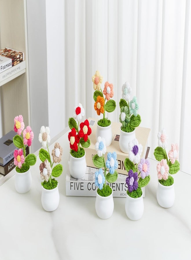 LAIDANLA Purple Crochet Puff Flowers Potted Plants, Small Handmade Crochet Flower Graduation Appreciation Birthday Gifts for Women Teacher Mom Coworker Friend Knitted Flower for Desk - Image 4