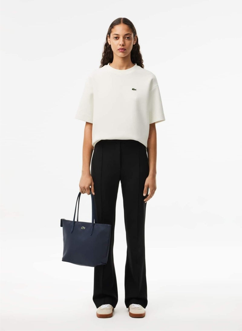 لاكوست حقيبة يد نسائية من لاكوست L12.12 Concept Fashion متعددة الاستخدامات بسعة كبيرة وسحاب وحقيبة كتف متوسطة الحجم باللون الأزرق الداكن - Image 3