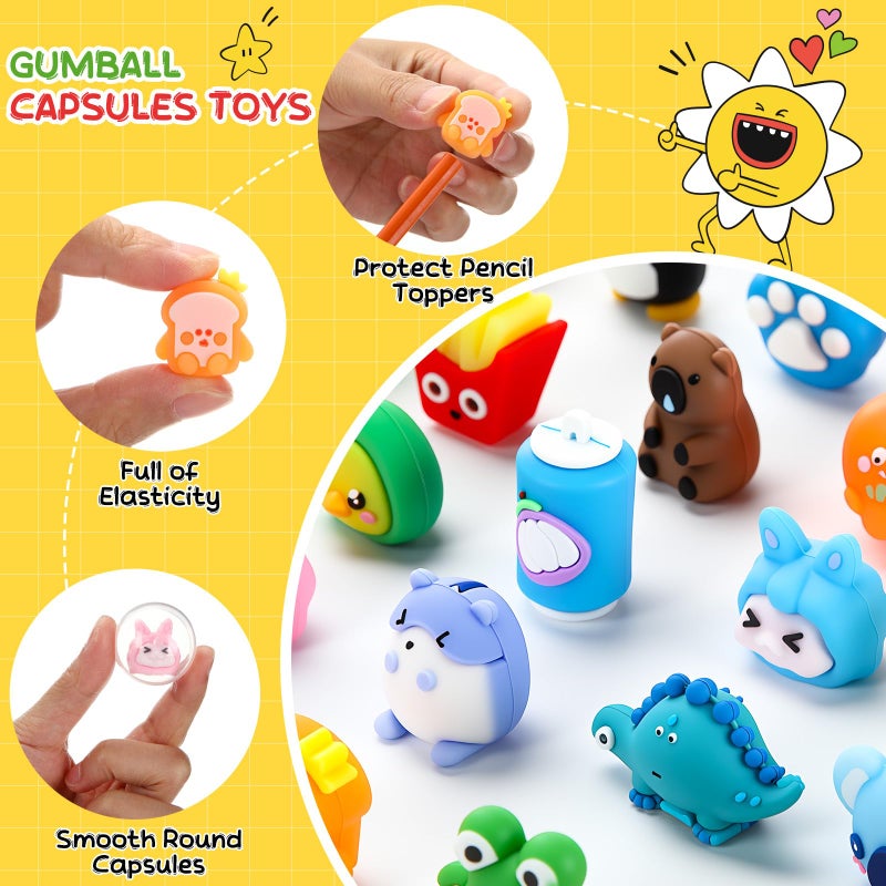 Civaner 200 Pcs Gumball Capsules Toys Clear Vending Machine Capsules with Cute Cartoon Toys Mini Round Capsule Gift for Kindergarten Xmas Easter Basket Stuffers Claw Machine Prizes Classroom Prizes - Image 3