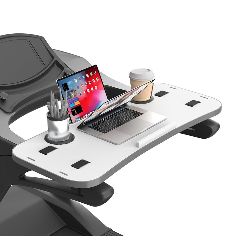 Qsxou Treadmill Desk Attachment with Large Laptop Platform, Universal Ergonomic Workstation for Laptops/Tablets, Fits Treadmill Handlebars Up to 36 Inches, White - Image 1