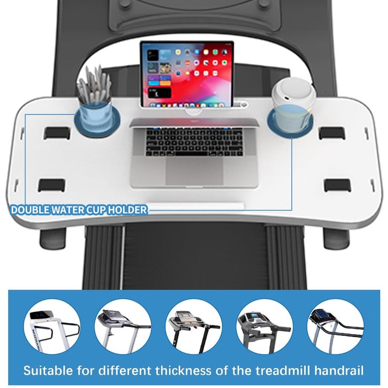 Qsxou Treadmill Desk Attachment with Large Laptop Platform, Universal Ergonomic Workstation for Laptops/Tablets, Fits Treadmill Handlebars Up to 36 Inches, White - Image 5