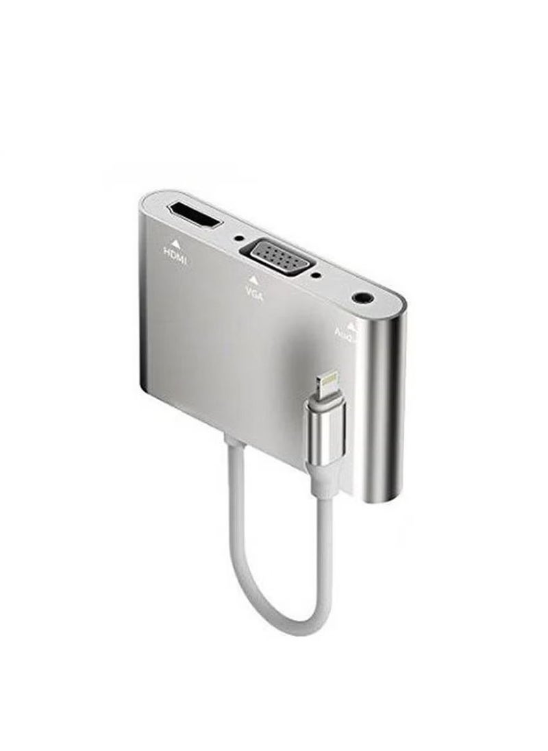 إيكيوك محول صوت وصورة من Lightning إلى HDMI VGA بجودة 1080 بيكسل باللون الفضي  - Image 1