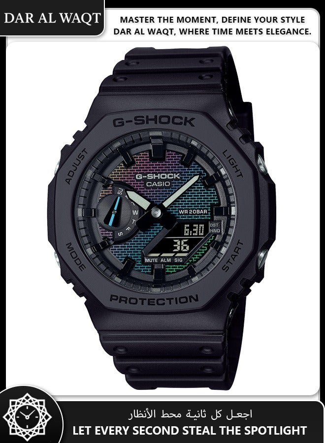 Casio G-Shock GA-2100RW-1A "Rainbow Brick Wall" Limited Edition - Full-Color Iridescent Dial, Rainbow Vapor Deposition, Digital-Analog Display, Shock Resistant, Bold Streetwear Style - Image 1