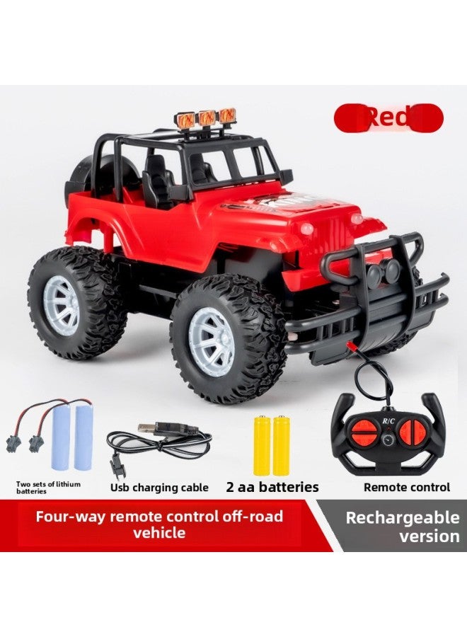 Remote Control Car Car Toy Racing Off-Road Vehicle Fun Electric Year Old Children Toy Car Boys Boys Boys-Color:Red 【two Sets Of Lithium Batteries】 Rechargeable Yy-1cc (2 Aa Batteries)-Scale:Official Standard - Image 1