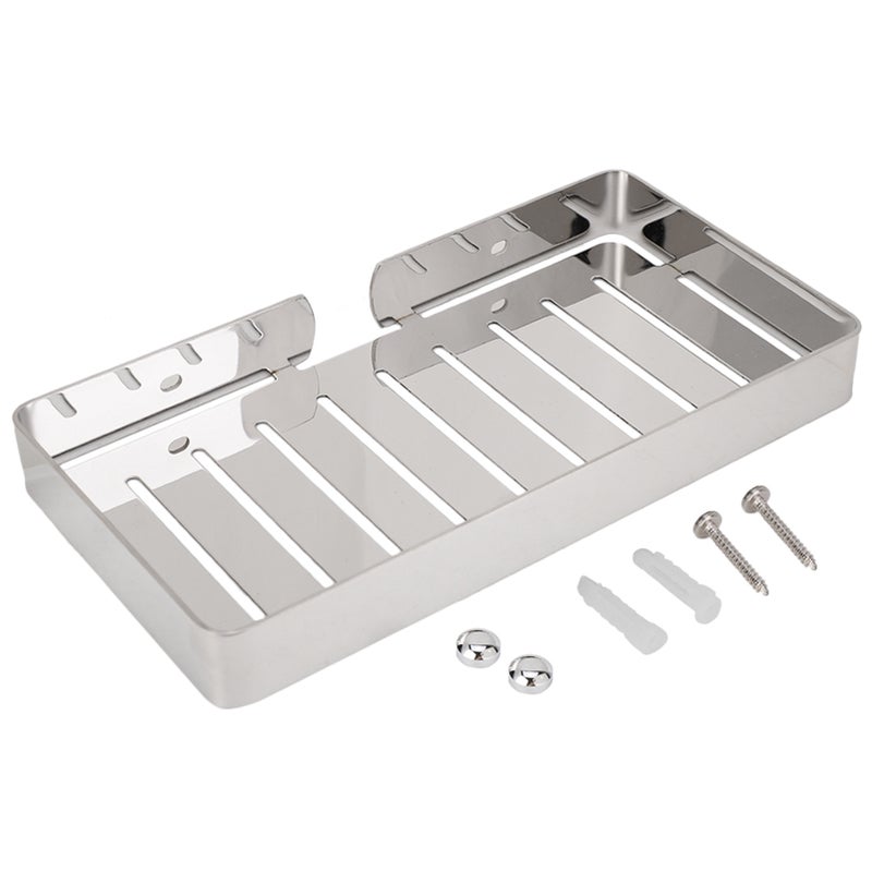 Wall Mount Stainless Steel Soap Holder Drain Rack Shelf for Bathroom Kitchen (Silver) - Image 1