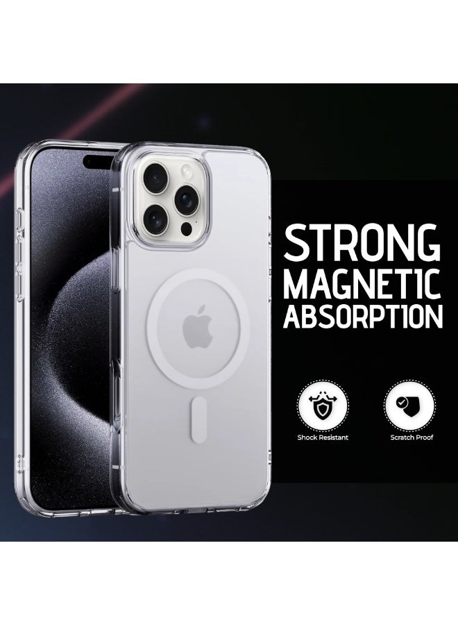 MMG iPhone 16 Pro Max Clear Magnetic Cover | Mag Safe Compatible | Hybrid Protective Crystal Clear Hard Back Case | Shockproof Silicone Frame | Anti Yellowing | Slim Transparent Case for Apple iPhone 16 Pro Max  - Image 2